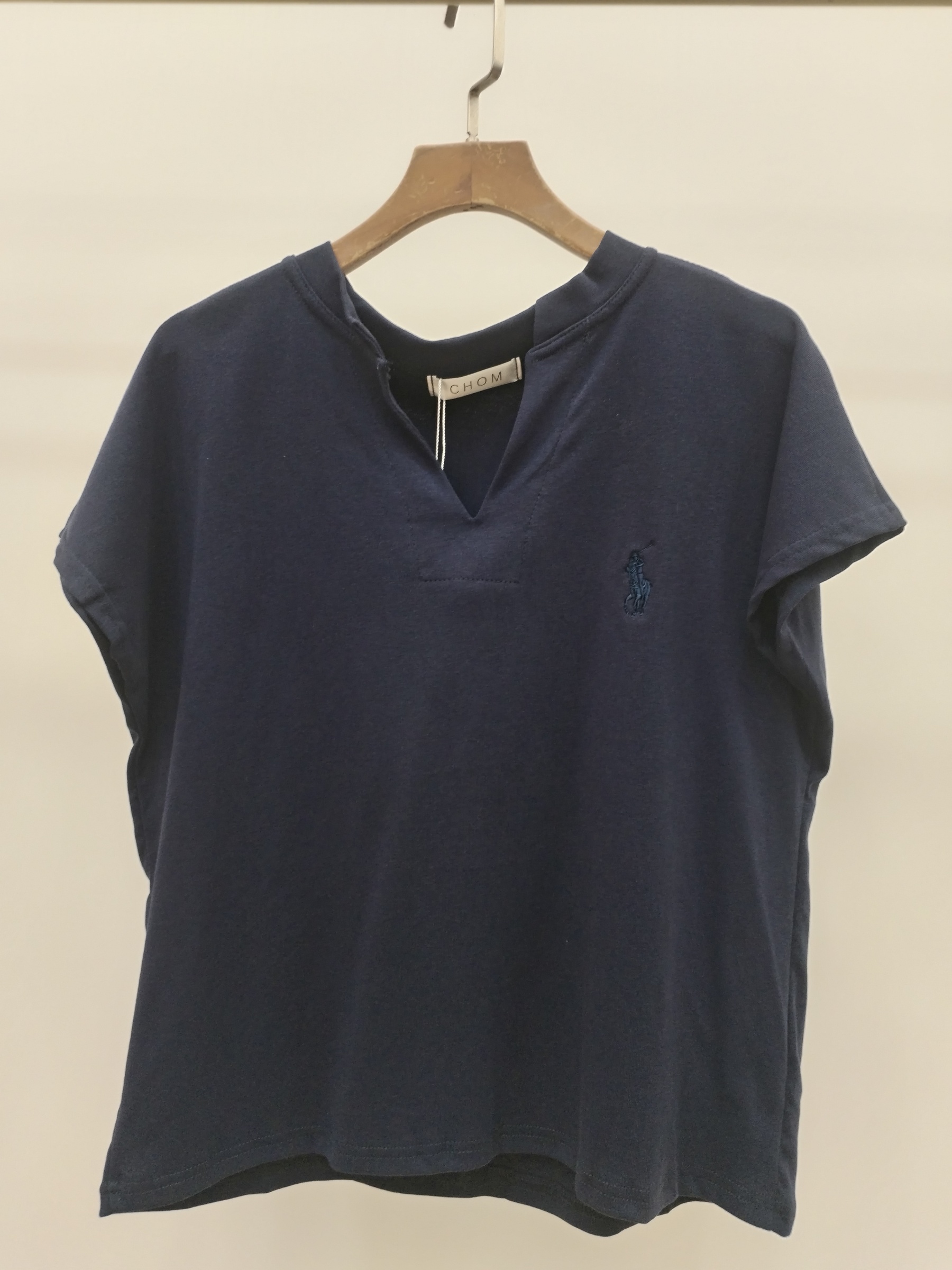 2984 Colson Polo Split Crew Neck Cap Sleeve Cotton Top (B 50-55cm; L 54cm)