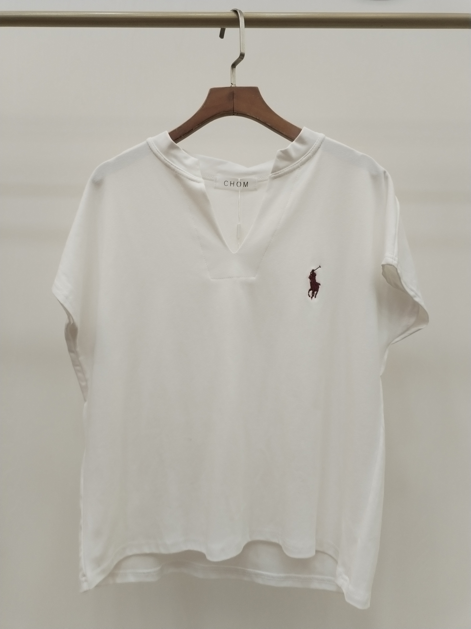 2984 Colson Polo Split Crew Neck Cap Sleeve Cotton Top (B 50-55cm; L 54cm)