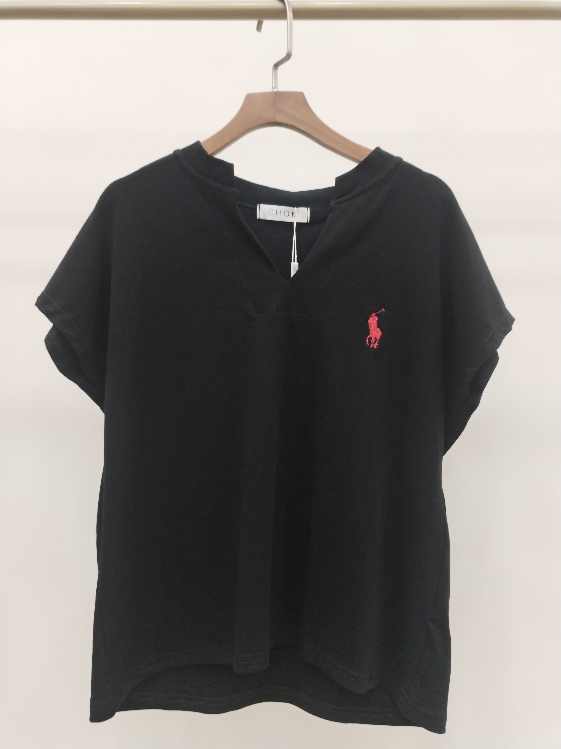 2984 Colson Polo Split Crew Neck Cap Sleeve Cotton Top (B 50-55cm; L 54cm)