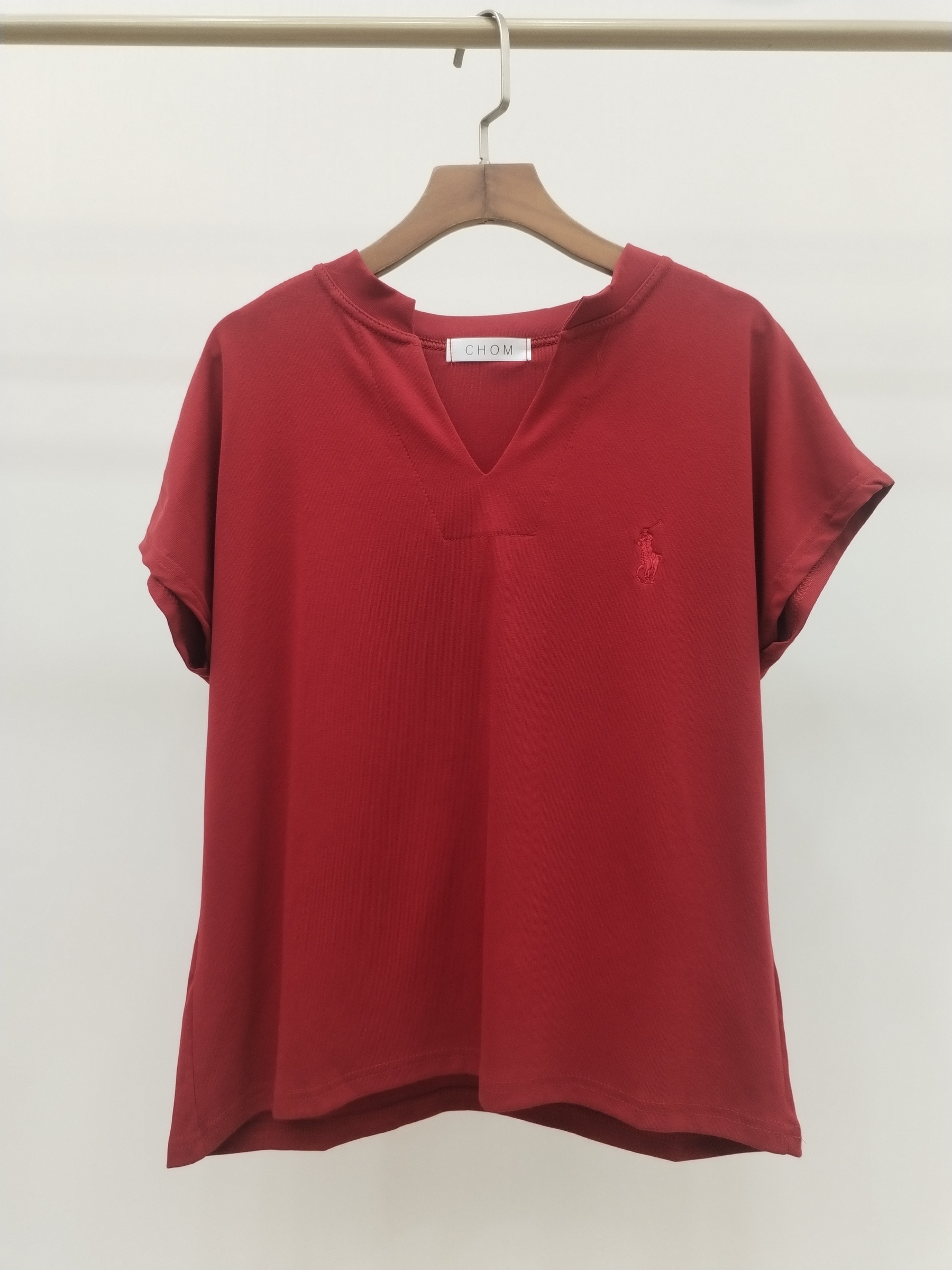 2984 Colson Polo Split Crew Neck Cap Sleeve Cotton Top (B 50-55cm; L 54cm)