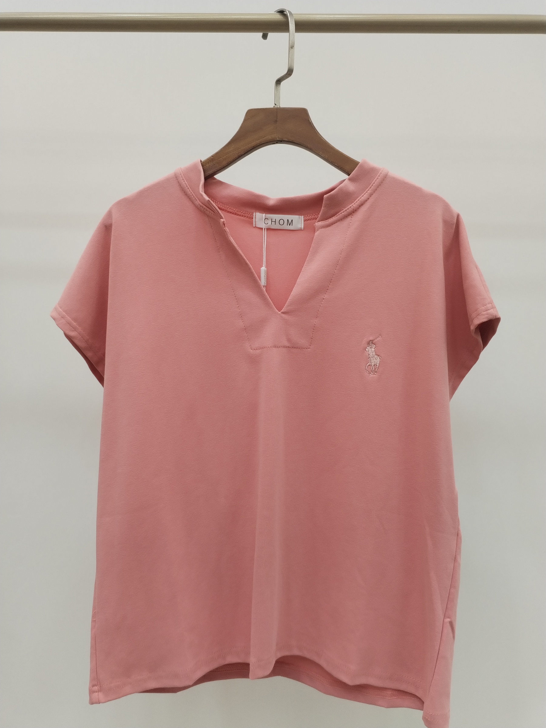 2984 Colson Polo Split Crew Neck Cap Sleeve Cotton Top (B 50-55cm; L 54cm)