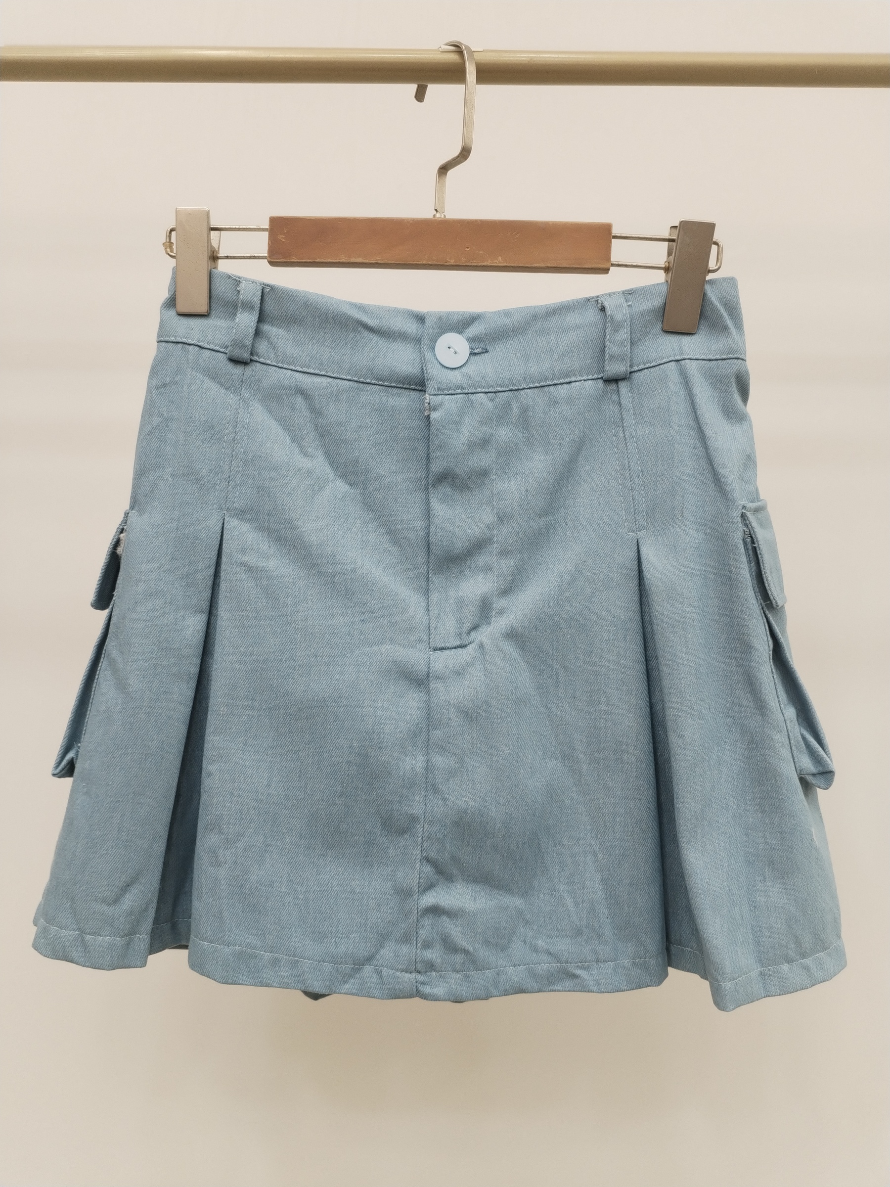 00034 Desilia Front Zipper Mini Denim Cargo Skirt (UW 34-48cm; H 48-58cm; L 40cm)