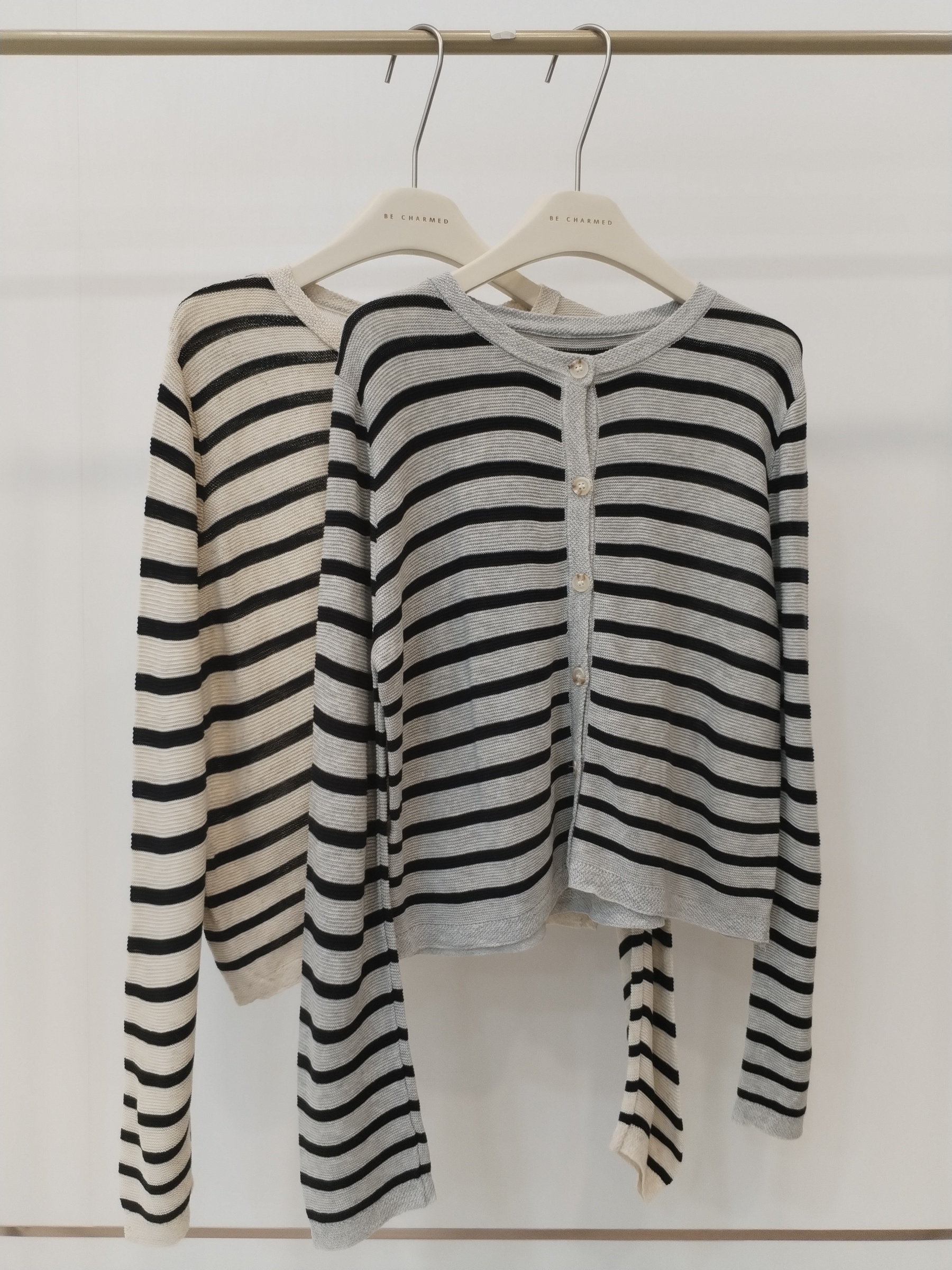 M490 Sannora Striped Knit Cardigan (B 50-55cm; L 48cm)