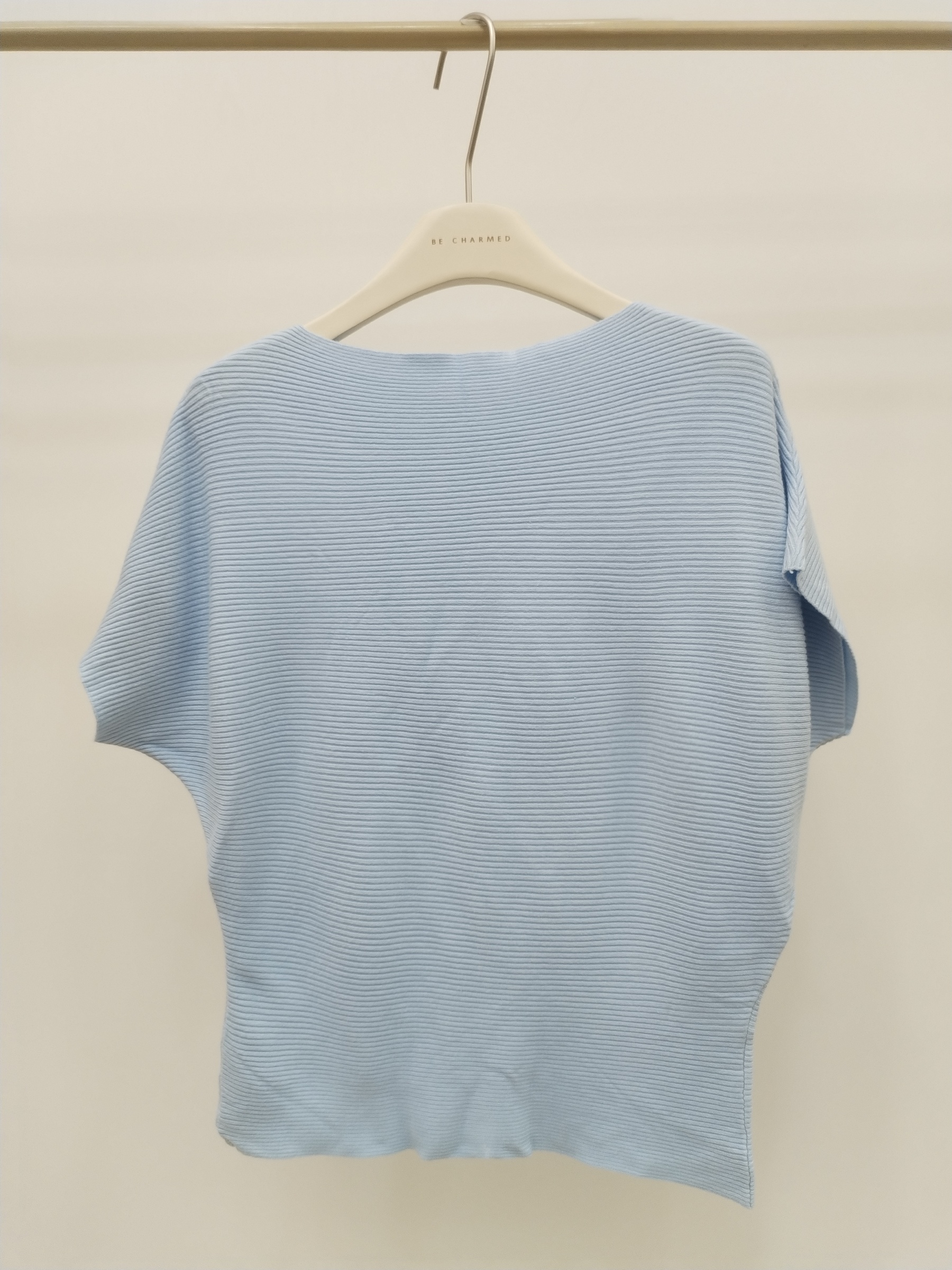 1033 Hanzetta Horizontal Ribbed Boat Neck Knit Top (B 55-60cm; L 53cm)