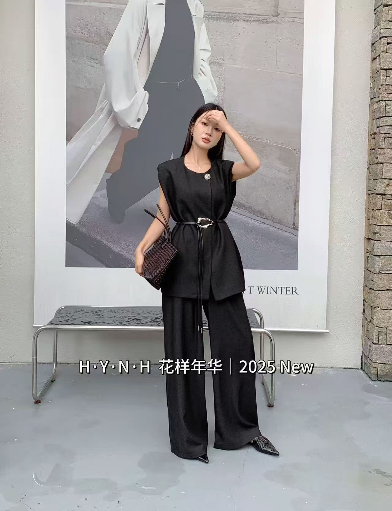 8866 Theodora Tailored Vest & Pants Set w Belt (XL Size: Top B 56cm; L 68cm, Bottom UW 37-43cm; H 54-64cm; L 105cm, 2XL Size: Top B 58cm; L 68cm, Bottom UW 38-45cm; H 55-65cm; L 105cm)