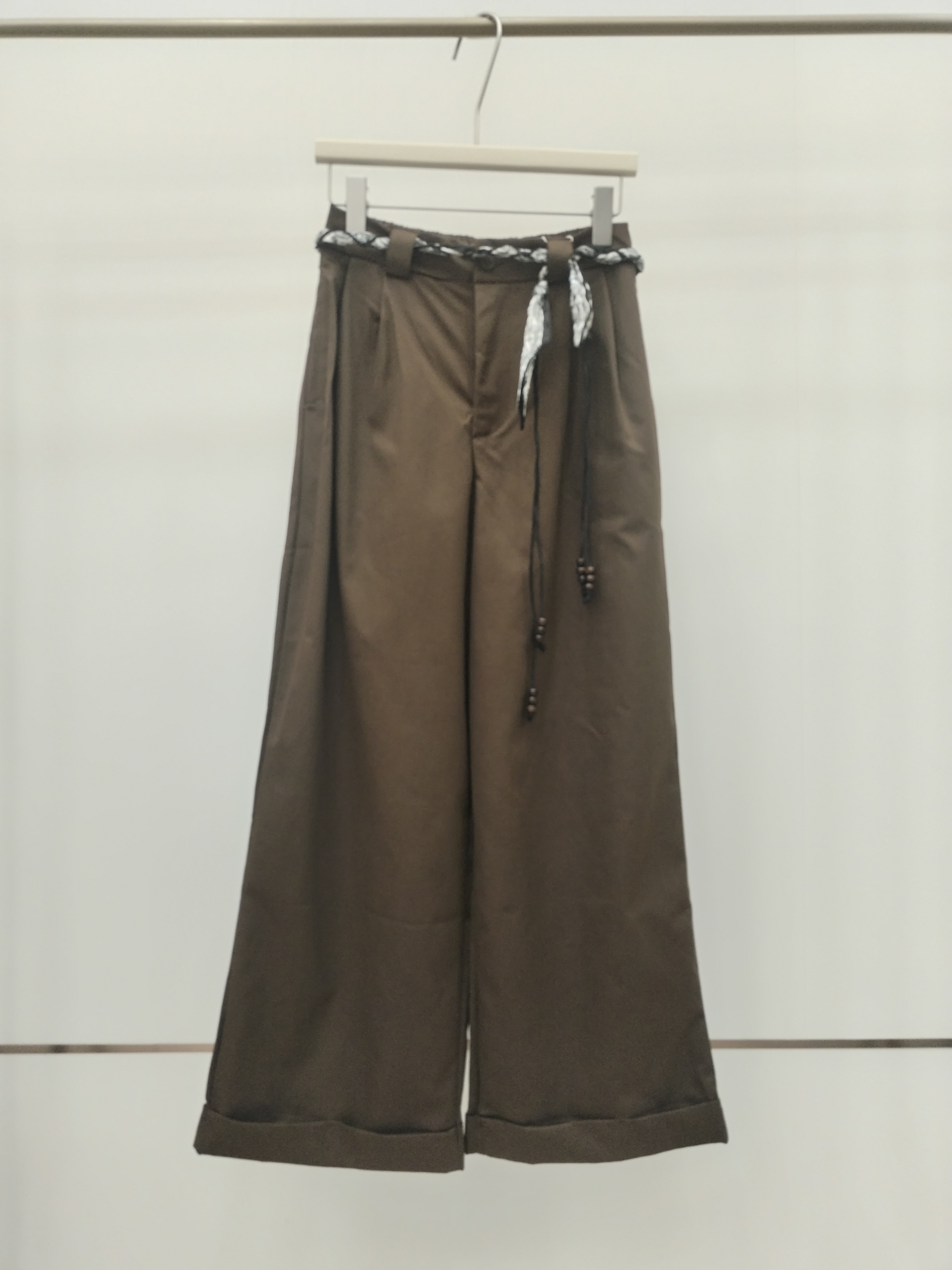 9353 Fozelle Folded Hem Front Zipper Pants (UW 32-41cm; H 52-58cm; L 96cm)