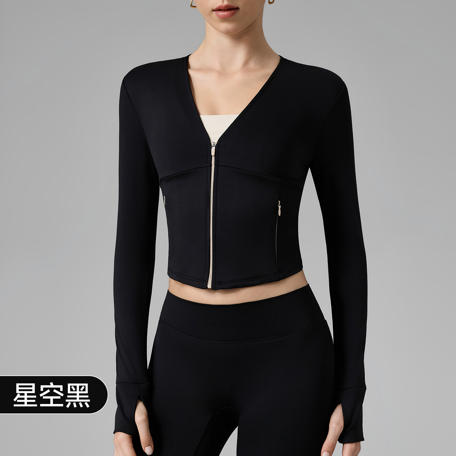 GZ Oct Stream #19: (PO) WT341 SculpFit Cropped Zip-Up Active Jacket (S Size: B 38-40cm; L 46cm, M Size: 40-42cm; L 47.5cm, L Size: B 42-44cm; L 49cm, XL Size: B 44-46cm; L 50.5cm)