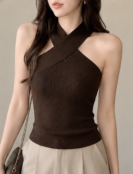 GZ July Stream #susan: (PO) M6605 Ribbed Knit Cross Halter Tank Top