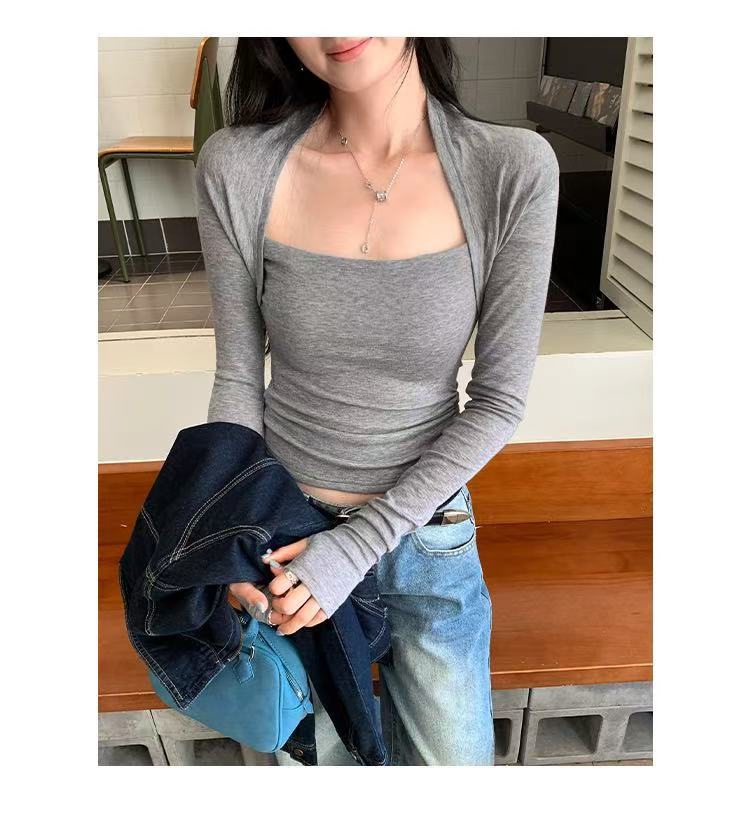 [Pre-Order] 250937 Queen Anne Neckline Long Sleeve Cotton Top w Thumbhole (B 35-55cm; L 50cm)