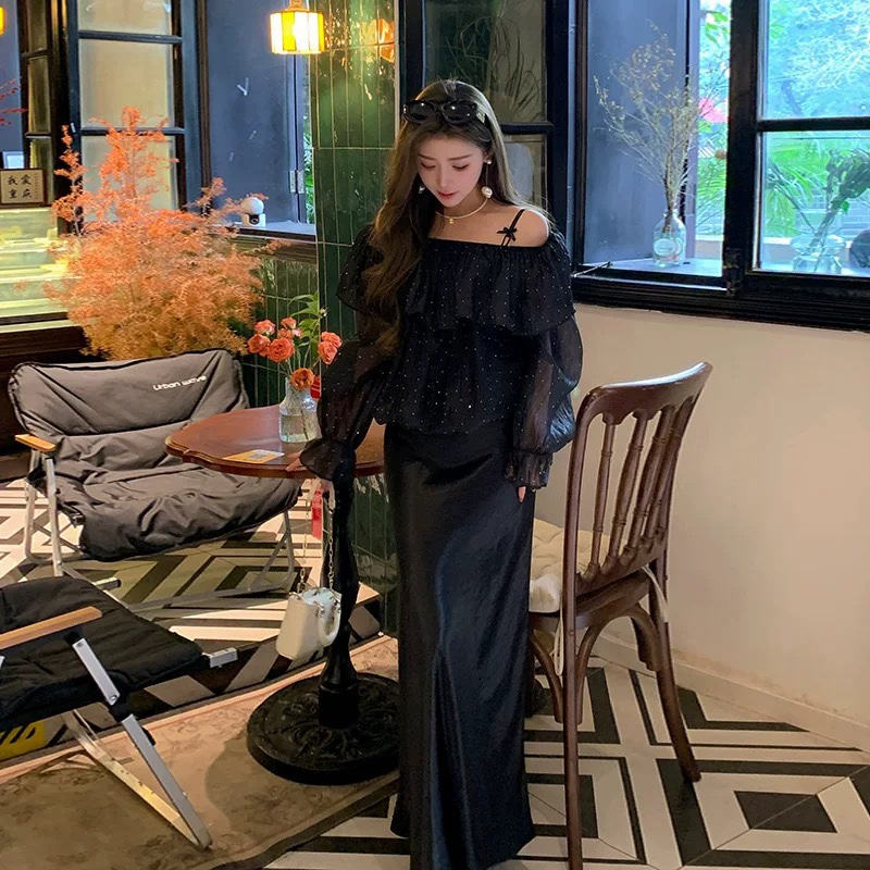 GZ May Stream #14: (PO) 9009 Maxi Satin Skirt (S: UW32-35cm H50cm L100cm, M: UW34-37cm H52cm L100cm, L: UW36-39cm H54cm L100cm,  XL: UW38-41cm H56cm L100cm)