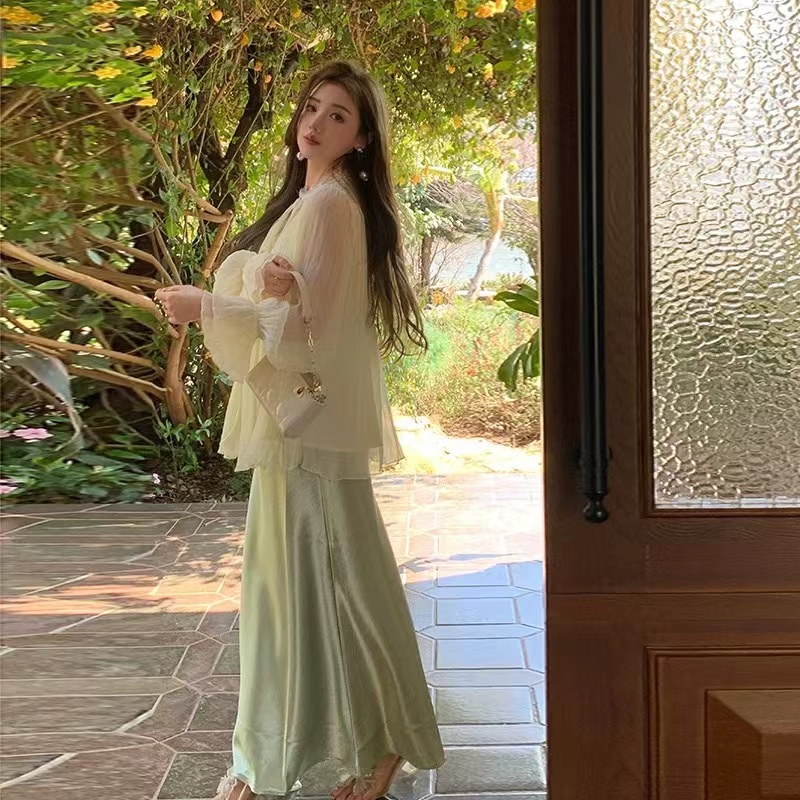 GZ May Stream #14: (PO) 9009 Maxi Satin Skirt (S: UW32-35cm H50cm L100cm, M: UW34-37cm H52cm L100cm, L: UW36-39cm H54cm L100cm,  XL: UW38-41cm H56cm L100cm)