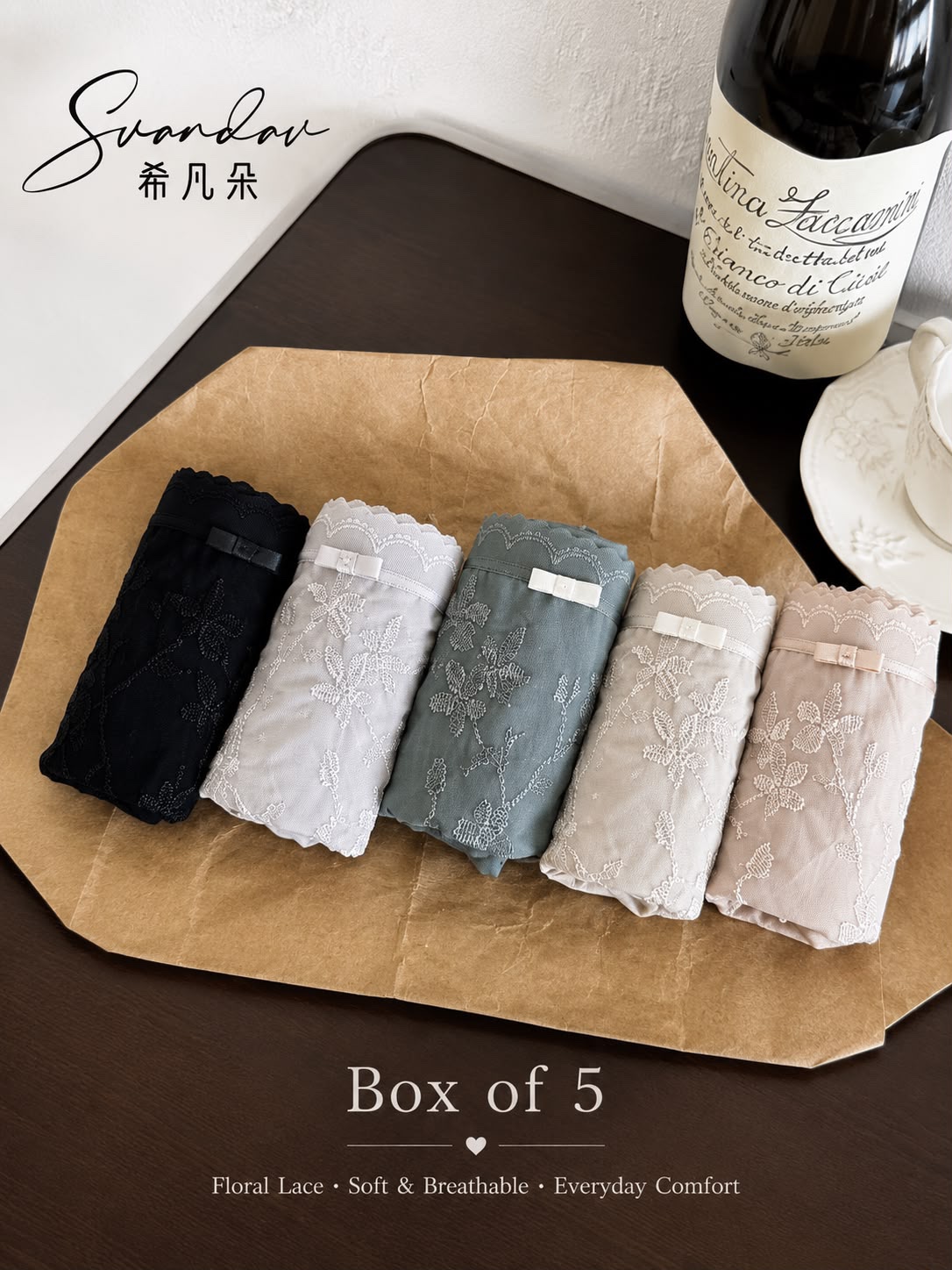 HZ July Stream #6: (PO) 80355 Special Buy! Floral Embroidered Highwaist Panties (UW 30-45cm; H 33-50cm) (Box of 5)