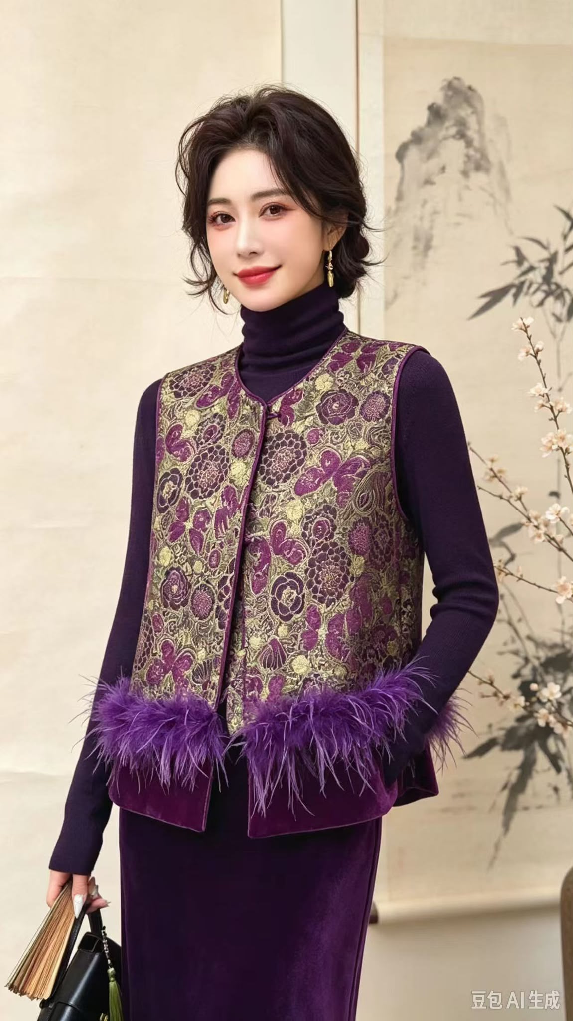HZ Oct Stream #3: (PO) 6913 Regalia Oriental w Detachable Feather Vest (XL: B49cm,L56cm | 2XL: B51cm,L57cm | 3XL: B53cm,L57cm | 4XL: B55cm, L58cm)
