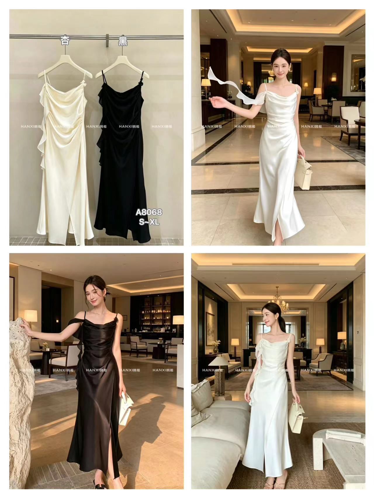 GZ May Stream #16: (PO) A8068 Alluring Draped Cowl Spaghetti Strap Satin Dress