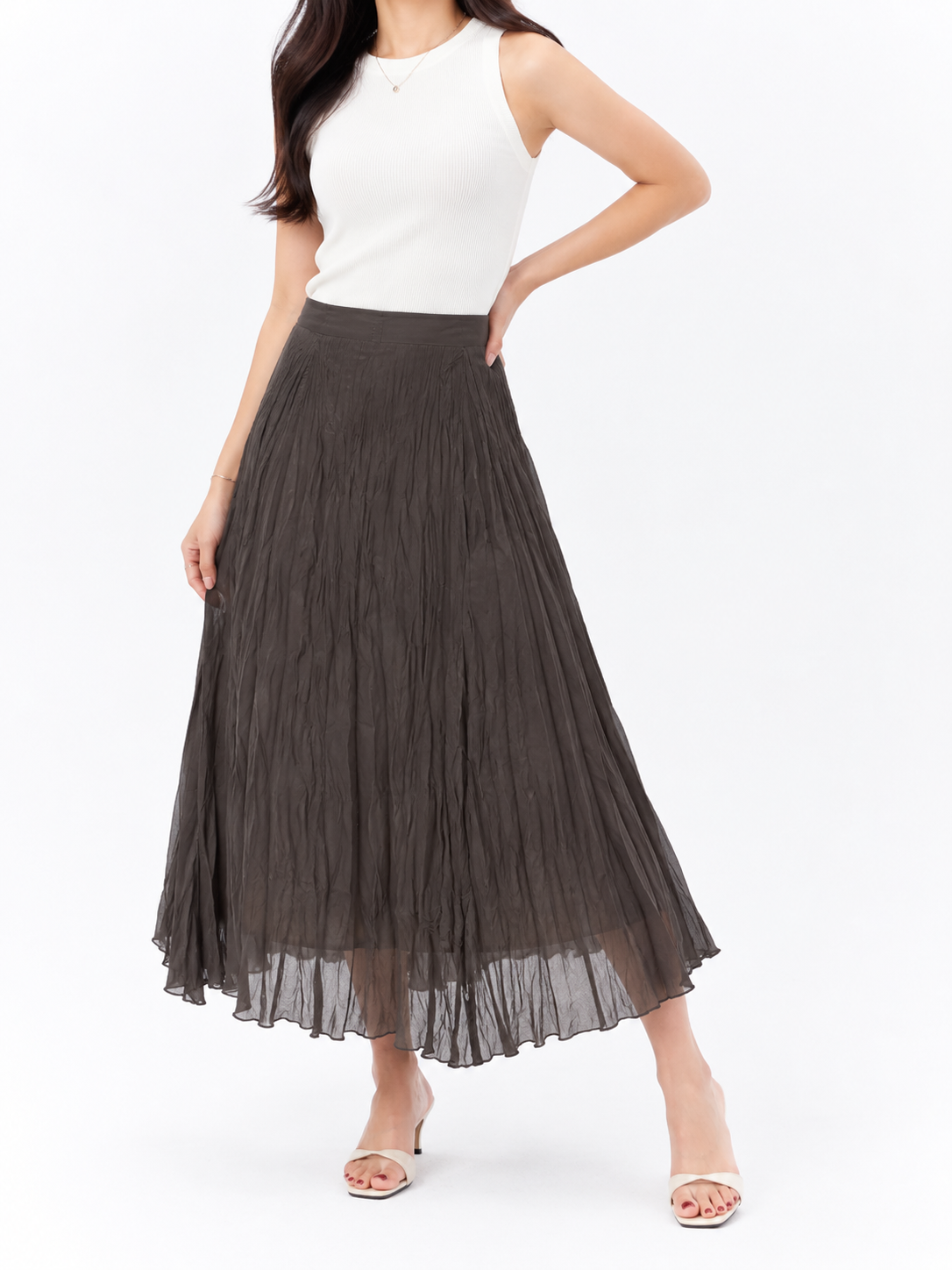 GZ July Stream #3: (PO) 70683 Flowery Crinkle Skirt (M Size: UW36cm; L89cm, L Size: UW38cm; L91cm)