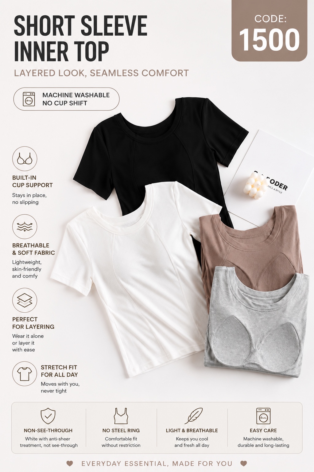 GZ July Stream #20: (PO) 1500 Everyday Basic Tee (M Size: B 34-39cm; L 48cm, L Size: B 37-42cm; L 49cm, XL Size: B 40-45cm; L 50cm, 2XL Size: B 43-48cm; L 51cm, 3XL Size: B 46-51cm; L 52cm, 4XL Size: B 49-54cm; L 53cm)