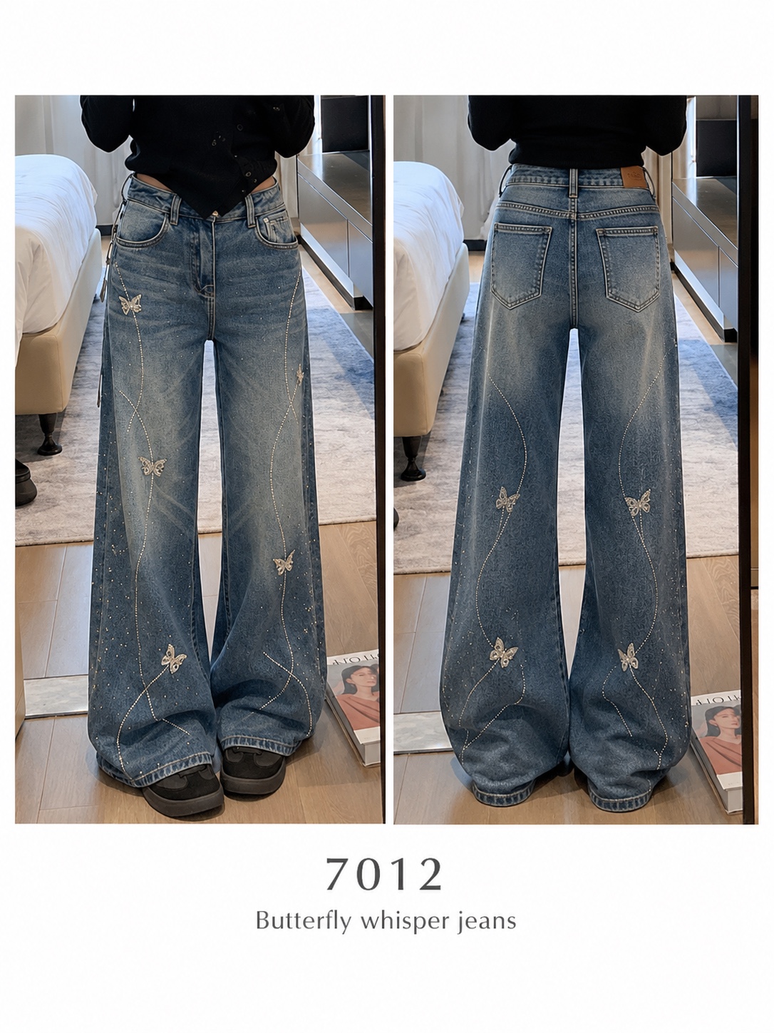 GZ July Stream #22: (PO) 7012 Butterfly Whisper Jeans (Size S: UW33-37cm L106cm; M Size: UW34-38cm L107; L Size: UW35-39cm L108cm; XL Size: UW36-40cm L109cm)