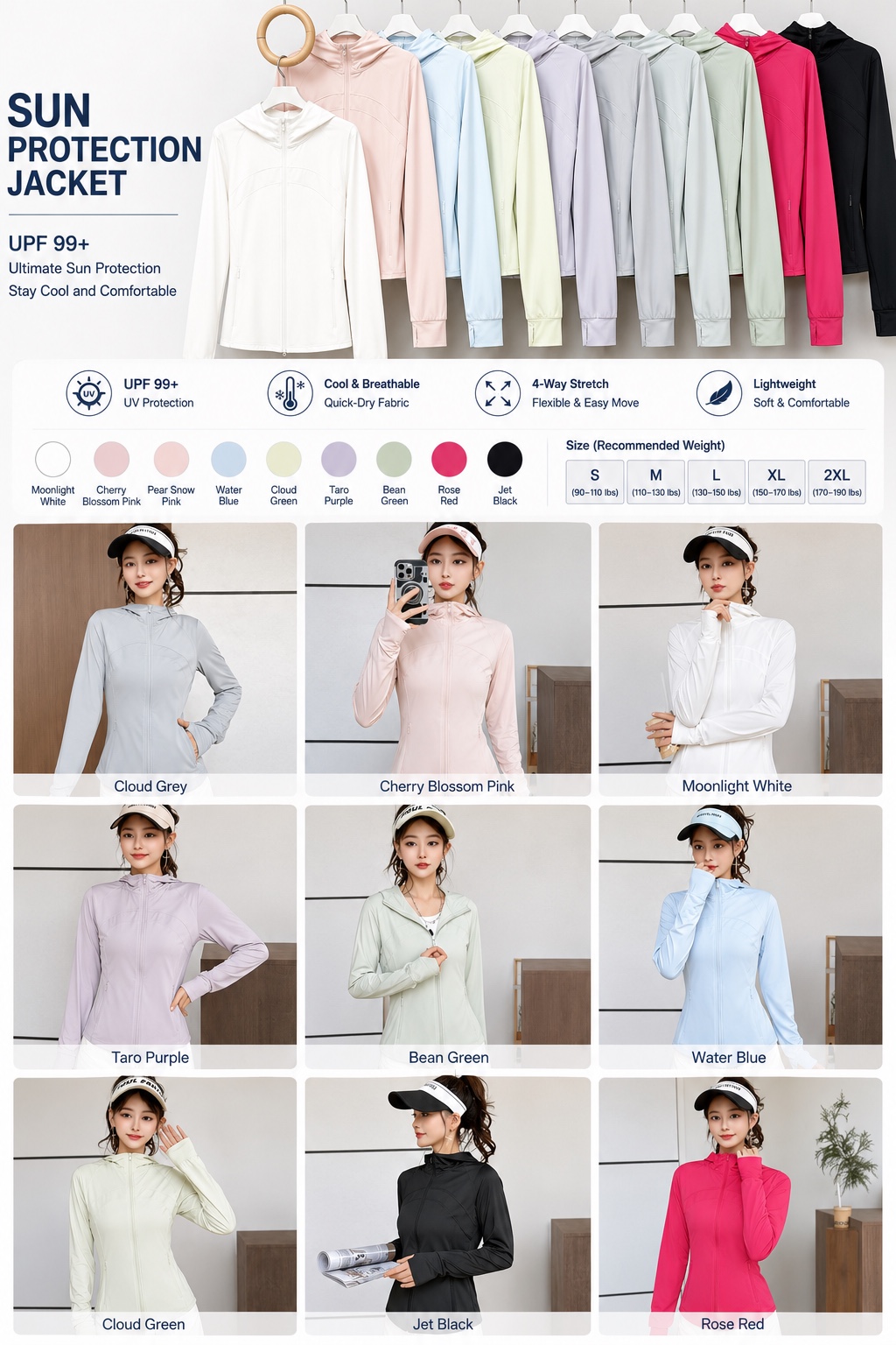 GZ July Stream #13: (PO) C591 Fitted UV Jacket (LSize:B:40-50cm L48cm, XLSize: B:42-52cm L50cm, 2XLSize:B44-54cm, L52cm)