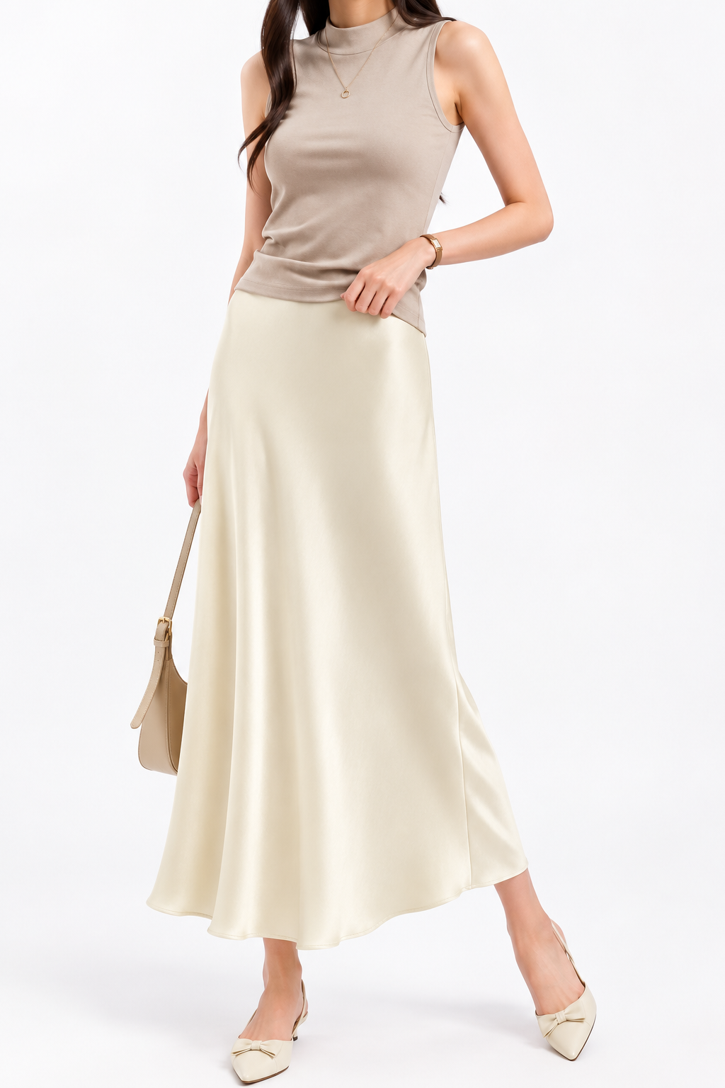 GZ July Stream #3: (PO) 89105 Satin Slip Skirt (M Size: UW36-41cm; L93cm, L Size: UW38-43cm; L95cm)