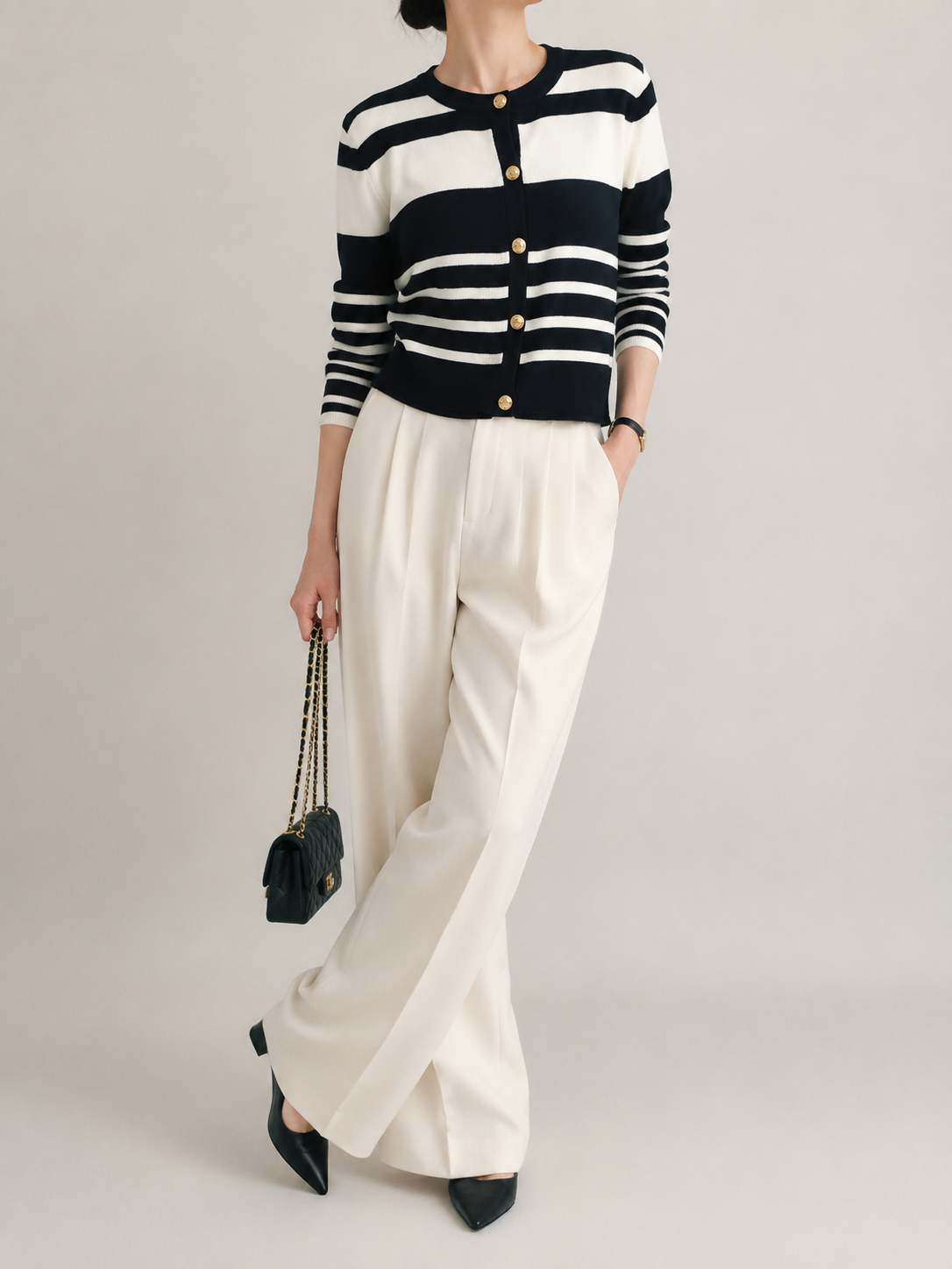1312 Cassidy Crest Button Striped Knit Cardigan (B 50-56cm; L 50cm)