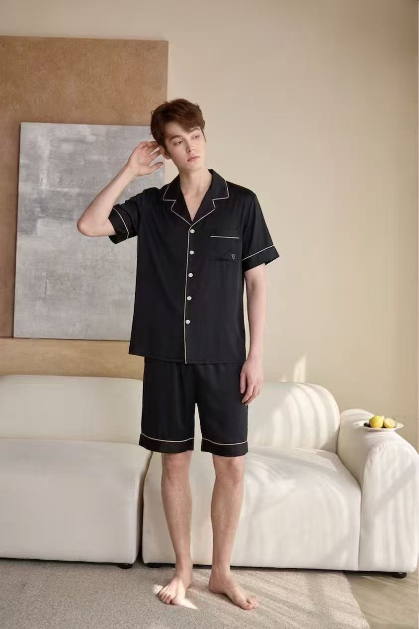 HZ May Stream #5: (PO) 3217 Satin Short Sleeves with Shorts Set for Men  (LSize: B:54cm XLSize: B:59cm)