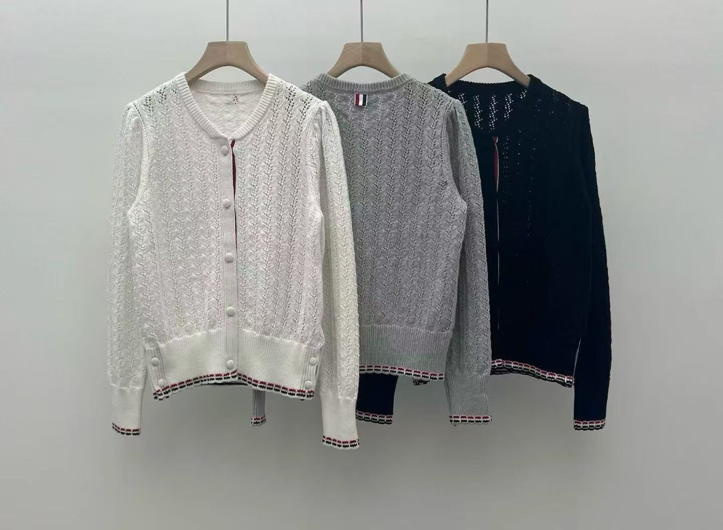 GZ Oct Stream #: (PO) 3136-7 Classic Lace-Knit Cardigan (B cm; L cm)