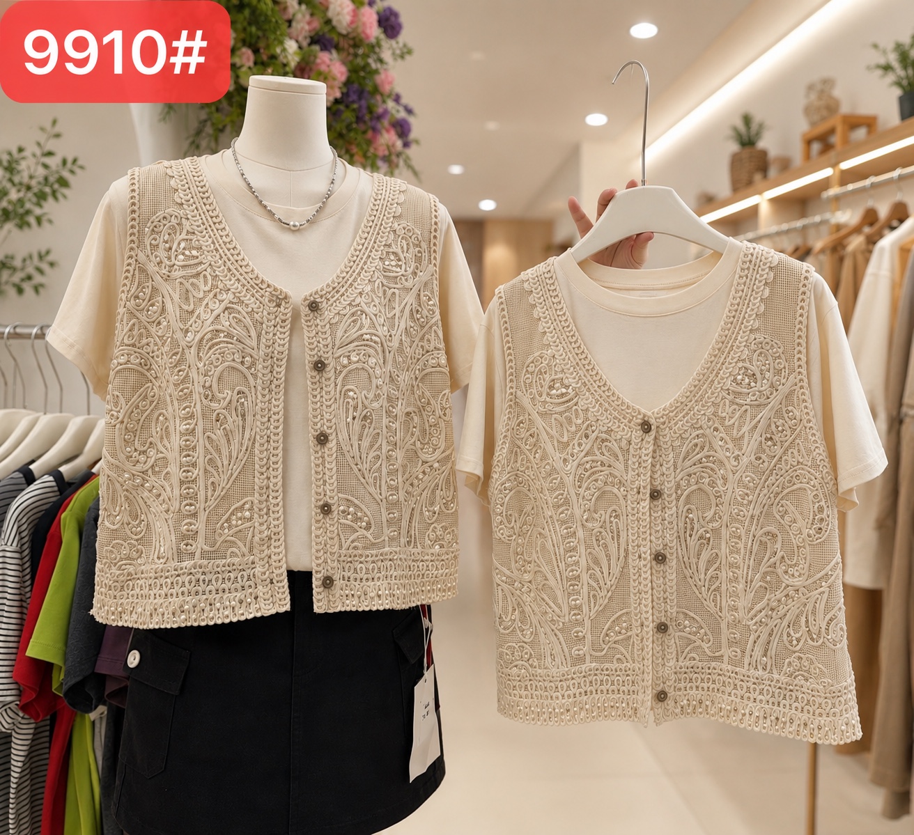 GZ July Stream #5: (PO) 9910 Celeste Paisley Vest (B45cm; L46cm)
