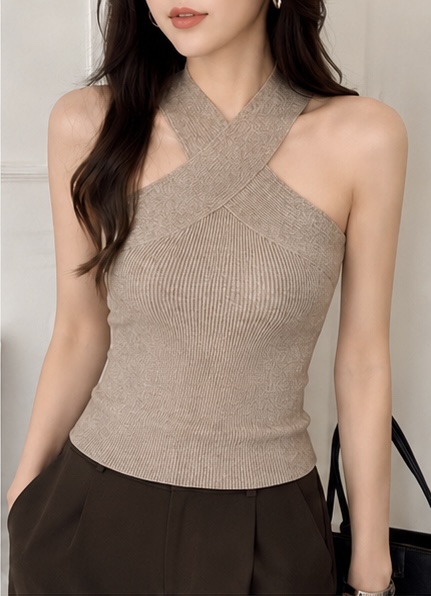 GZ July Stream #susan: (PO) M6605 Ribbed Knit Cross Halter Tank Top