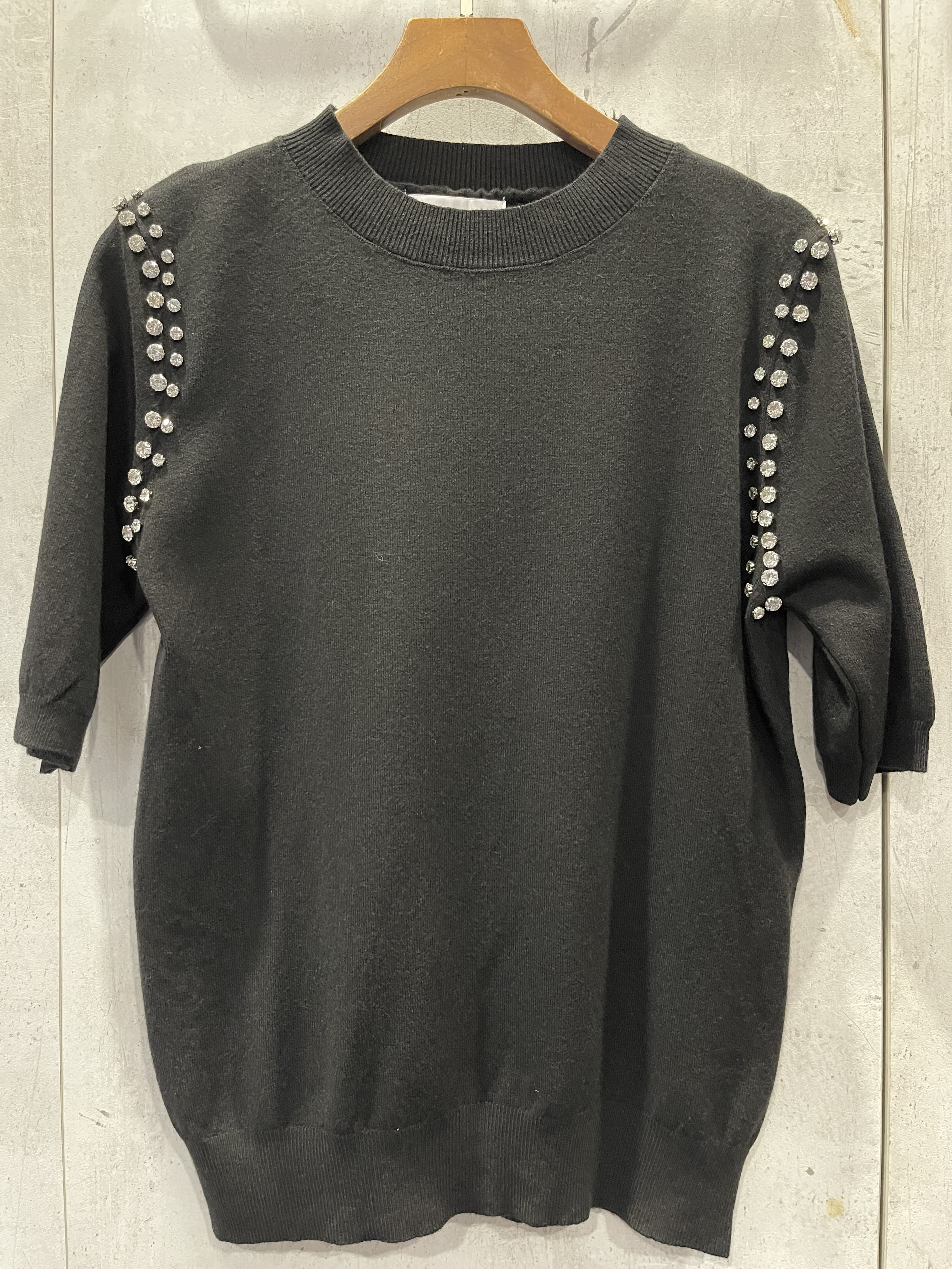 2244 Mirabel Mid Sleeve Knit Top W Rhinestones (B 41-52cm; L 53cm)