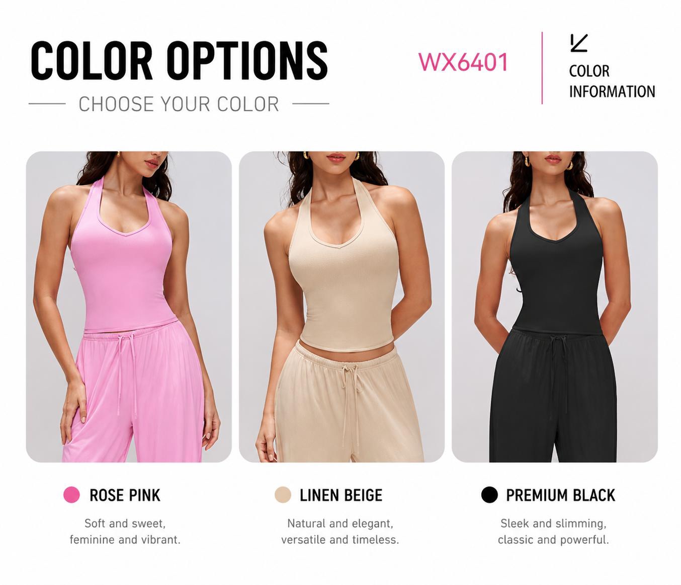GZ May Stream #13: (PO) WX6401 Flexi V Neck Halter T Back Sports Top (M Size: B 36-46cm; L 43cm, L Size: B 38-48cm; L 43cm, XL Size: B 40-50cm; L 43cm)