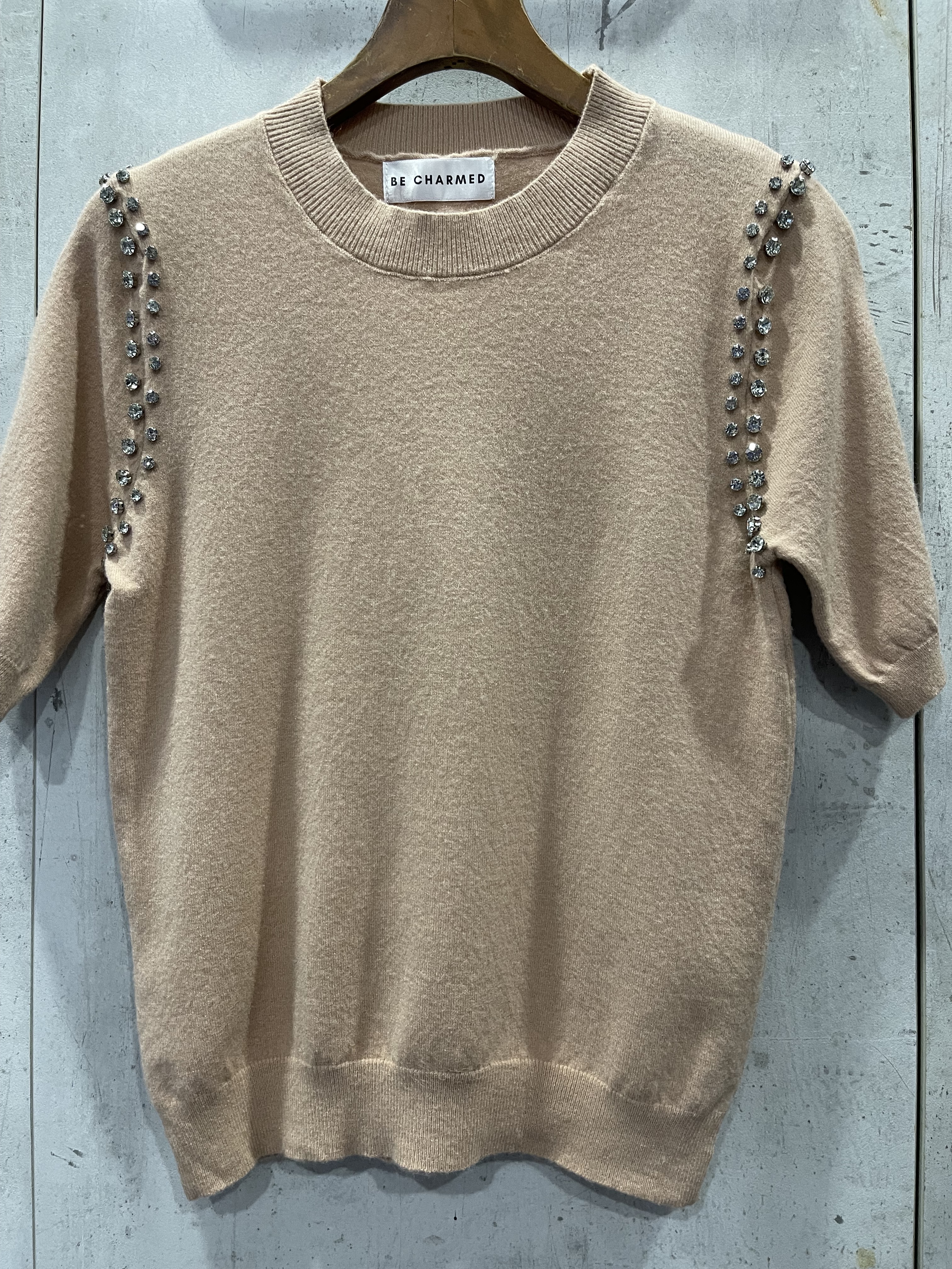 2244 Mirabel Mid Sleeve Knit Top W Rhinestones (B 41-52cm; L 53cm)
