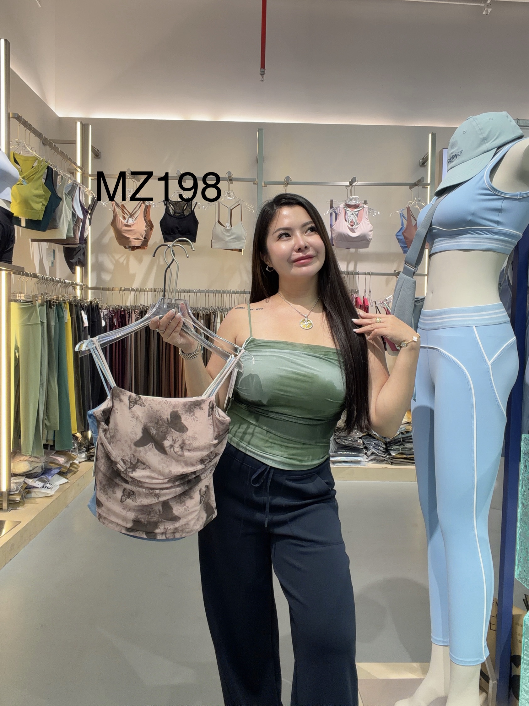 GZ July Stream #11: (PO) MZ198 Printed Mesh Cami Spaghetti Straps Top (S Size: B 33cm; L 30cm, M Size: 35cm; L 31cm, L Size: B 37cm; L 32cm, XL Size: B 39cm; L 33cm)