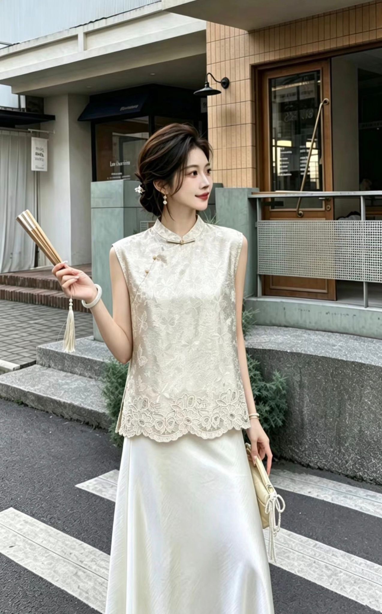 HZ May Stream #6: (PO) 968 Mandarin Blouse w Embroidery Hem (XL B48cm L56cm,2XL B50cm, 3XL B52cm, 4XL B54cm)