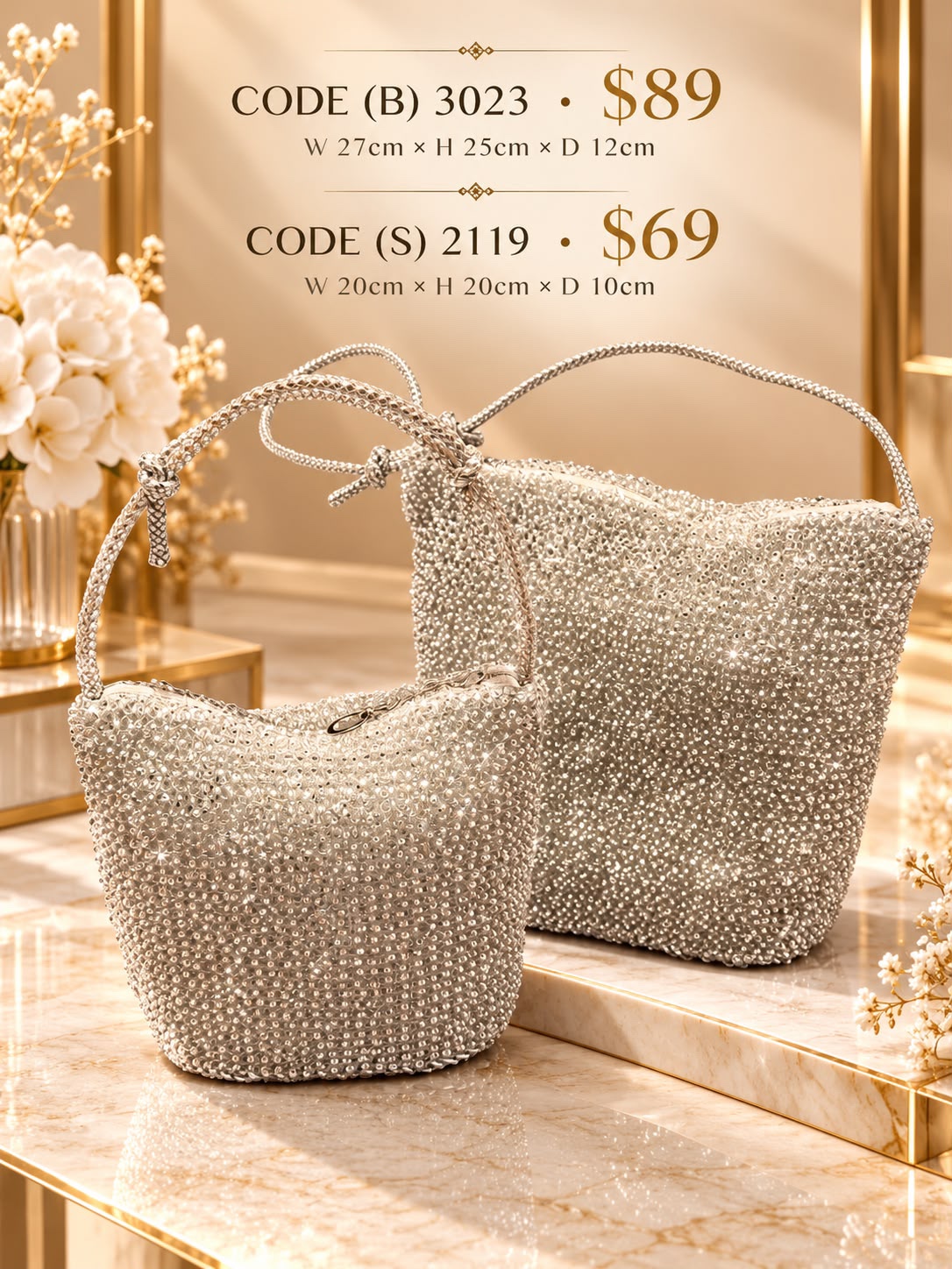 GZ Oct Stream #99: (PO) 2119 Mini Crystal Glow Wire Bag (W 20cm; H 20cm; D 10cm)