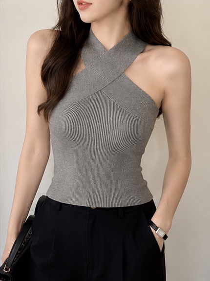GZ July Stream #susan: (PO) M6605 Ribbed Knit Cross Halter Tank Top