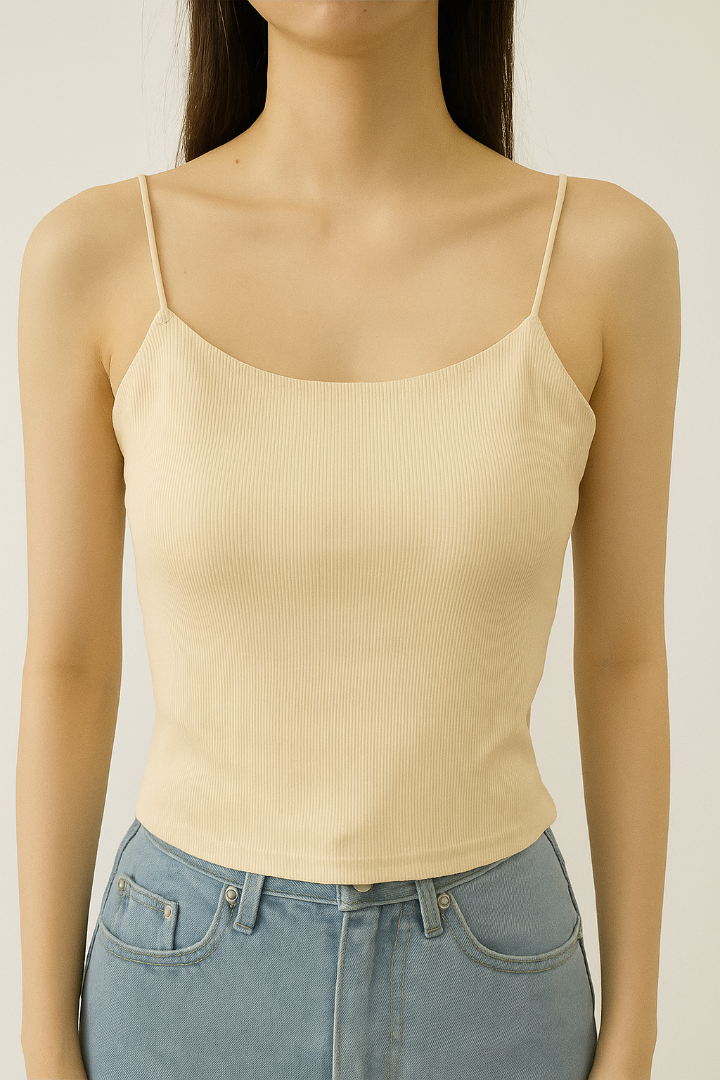 11839 Ronin Spaghetti Strap Ribbed Cotton Padded Top (B 34-50cm; L 42cm)