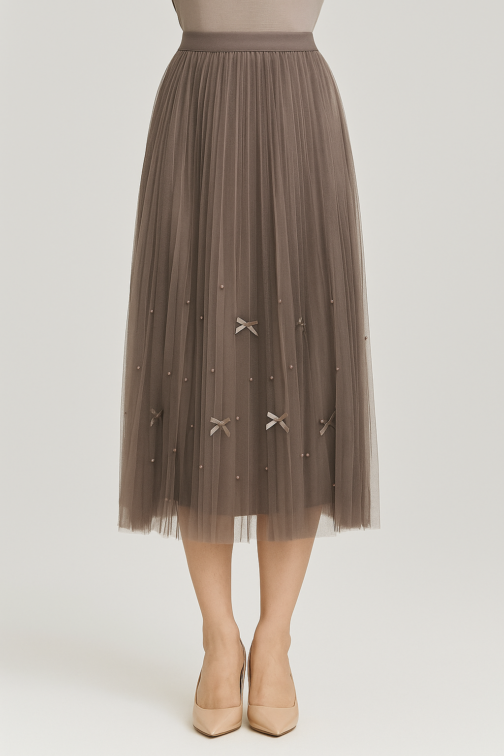 1607 Texana Bead & Bow Embellished Tulle Skirt (UW 33-53cm; H 56-62cm; L 77cm)