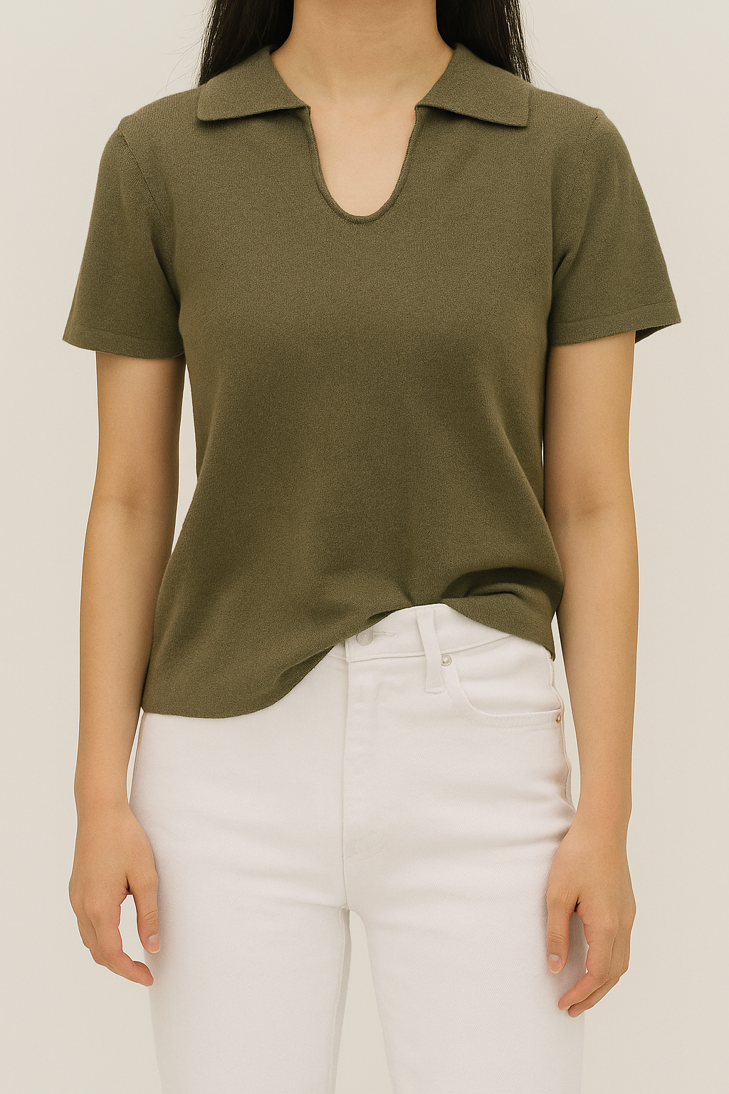 9717 Corrie Collared Short Sleeve Knit Top (B 39-52cm; L 51cm)