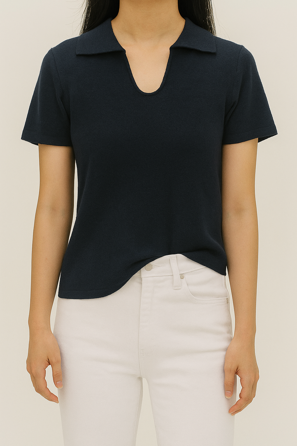 9717 Corrie Collared Short Sleeve Knit Top (B 39-52cm; L 51cm)