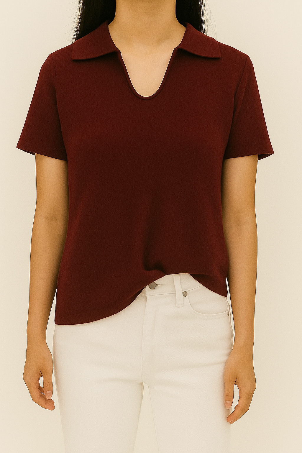 9717 Corrie Collared Short Sleeve Knit Top (B 39-52cm; L 51cm)