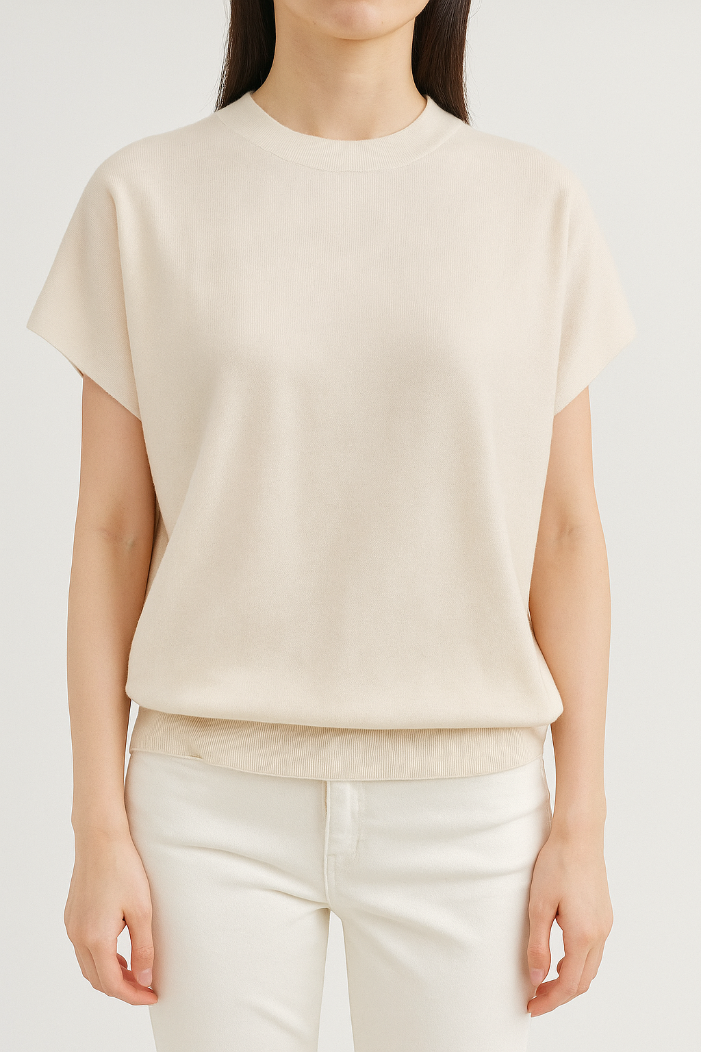 837 Hollis High Neck Cap Sleeve Knit Top (B 51-61cm; L 57cm)