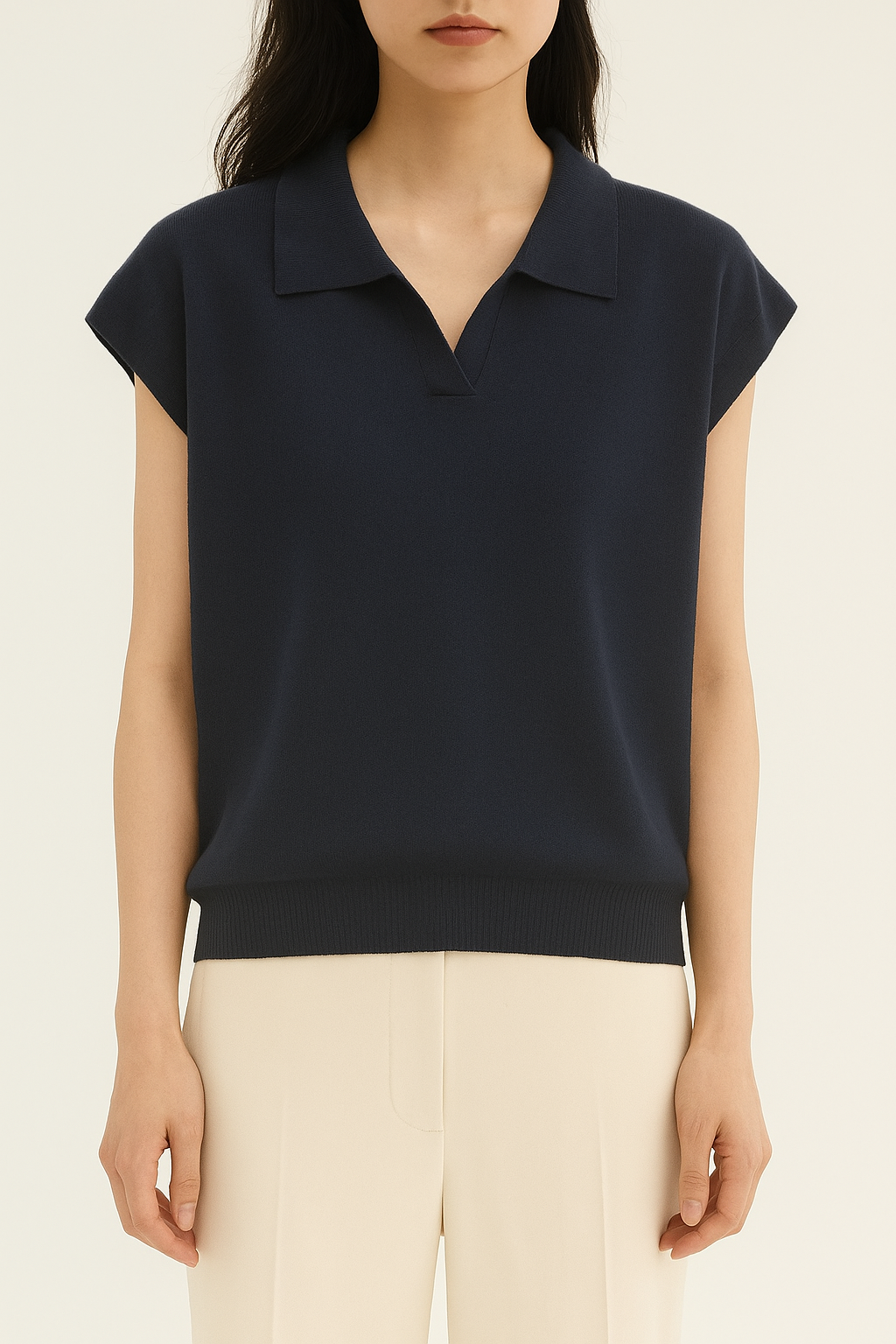 5698 Collins Collared Cap Sleeve Knit Top (B 44-56cm; L 51cm)