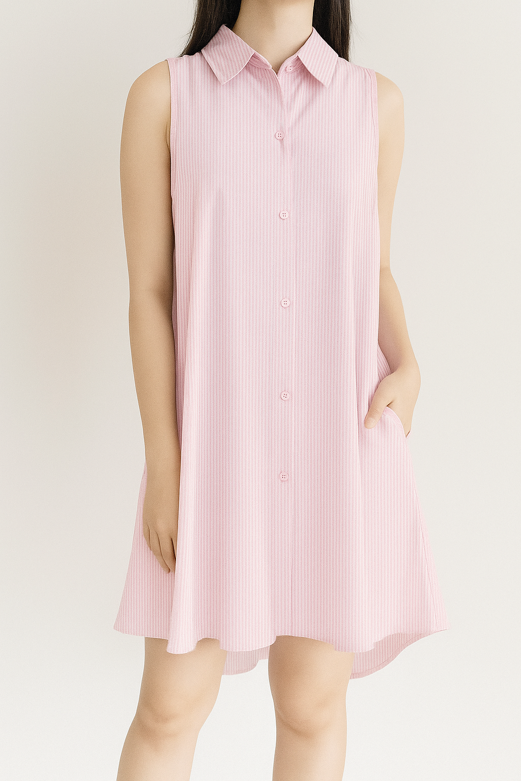 3050 Brittie Sleeveless Button Down Shirt Dress (B 49cm; H 62cm; L 88/101cm)