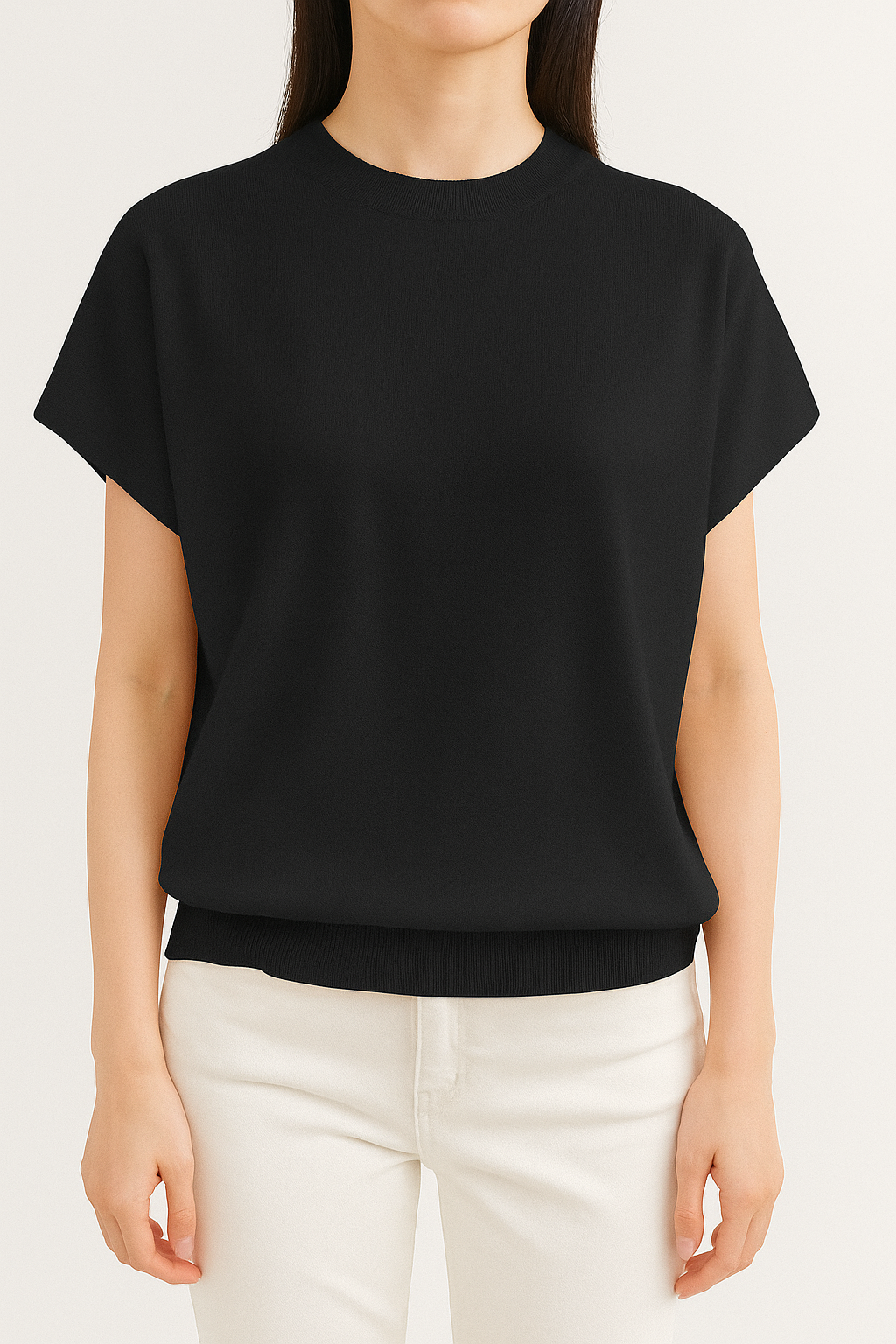 837 Hollis High Neck Cap Sleeve Knit Top (B 51-61cm; L 57cm)