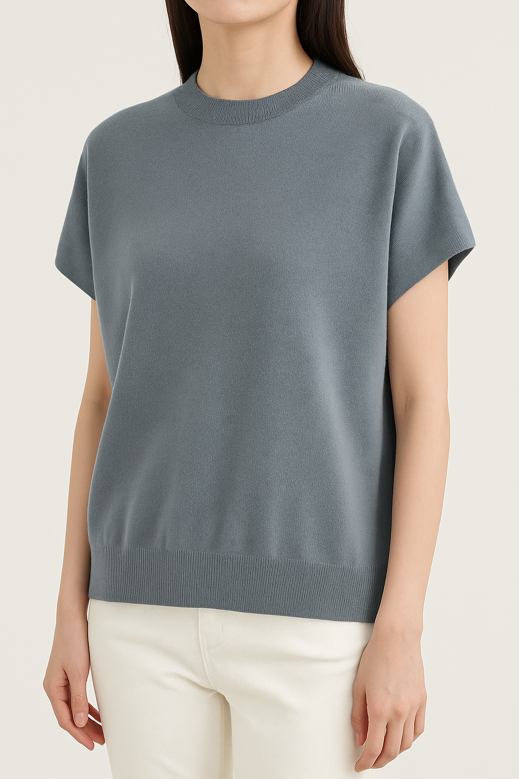 837 Hollis High Neck Cap Sleeve Knit Top (B 51-61cm; L 57cm)