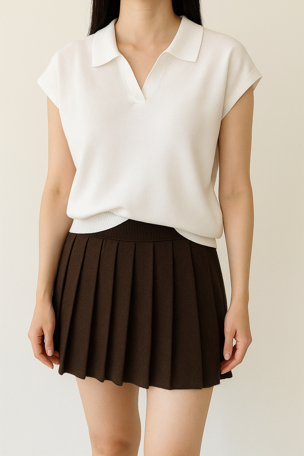 5698 Collins Collared Cap Sleeve Knit Top (B 44-56cm; L 51cm)