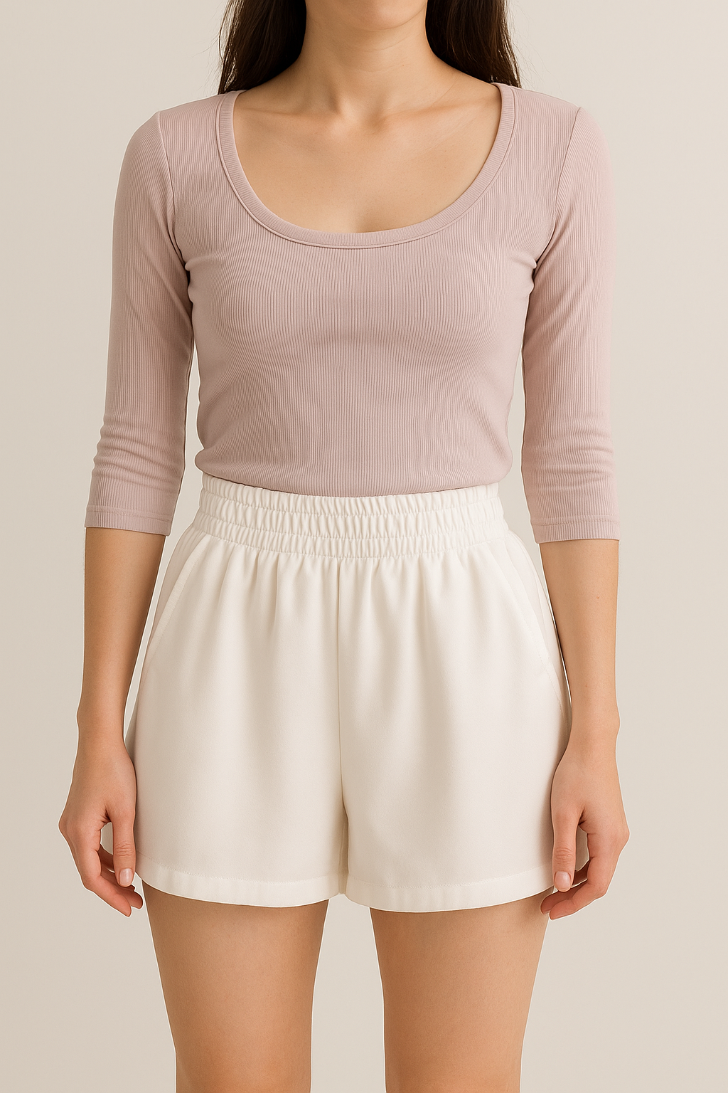 250659 Moralene Mid Sleeve Scoop Neck Cotton Top (B 39-49cm; L 49cm)