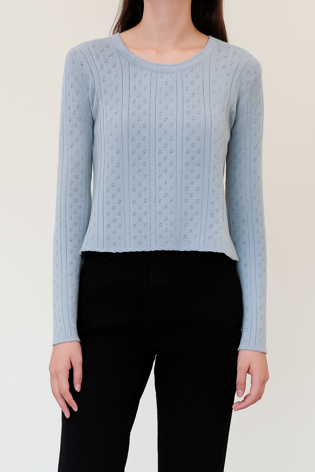M502 SALES Easton Long Sleeve Eyelet Knit Top (B 40-52cm; L 45cm)