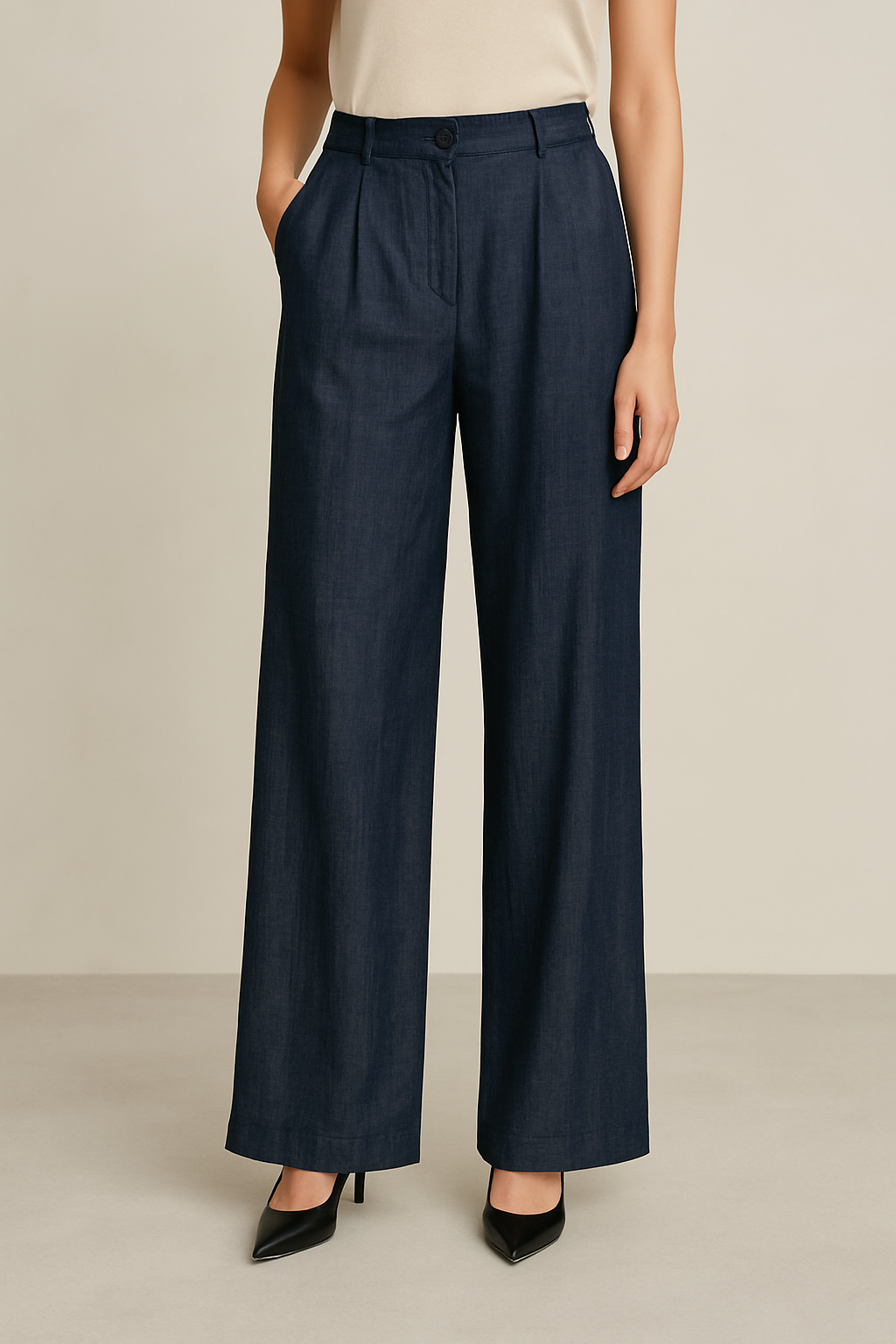 9359 Dalton Soft Denim Front Zipper Palazzo (UW 34-40cm; H 51-56cm; L 100cm)