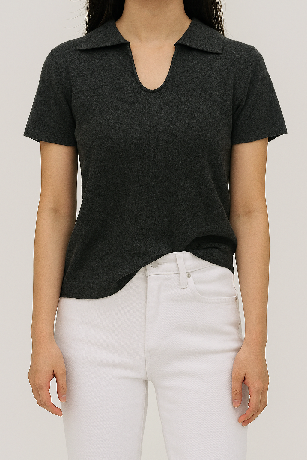 9717 Corrie Collared Short Sleeve Knit Top (B 39-52cm; L 51cm)